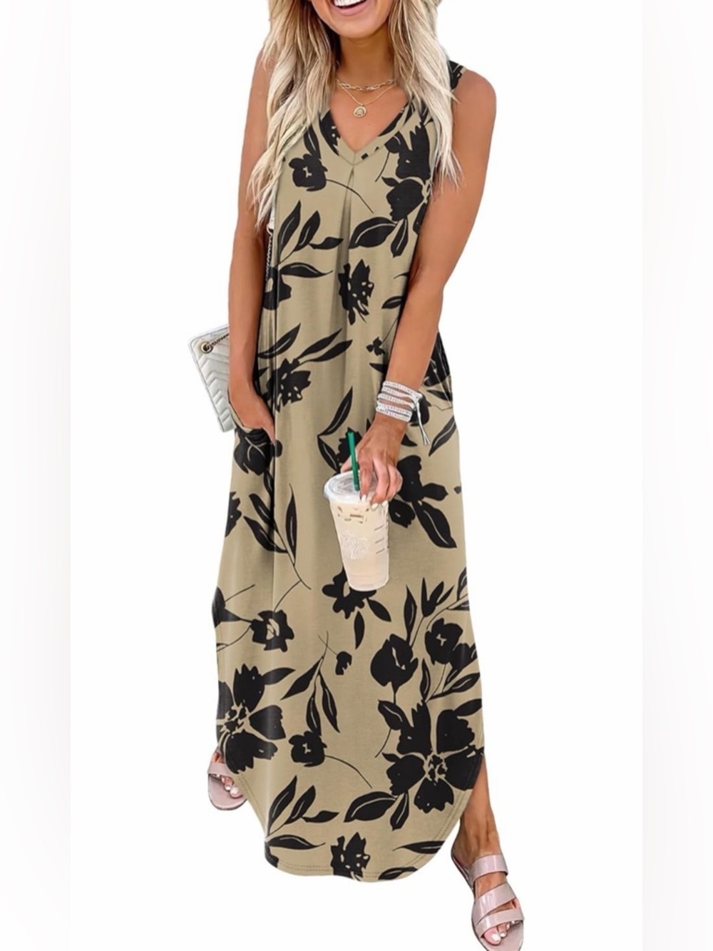🆕Sleeveless V-Neck Maxi Dress with Pockets